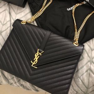 YSL large Envelope bag in grain de poudre embossed